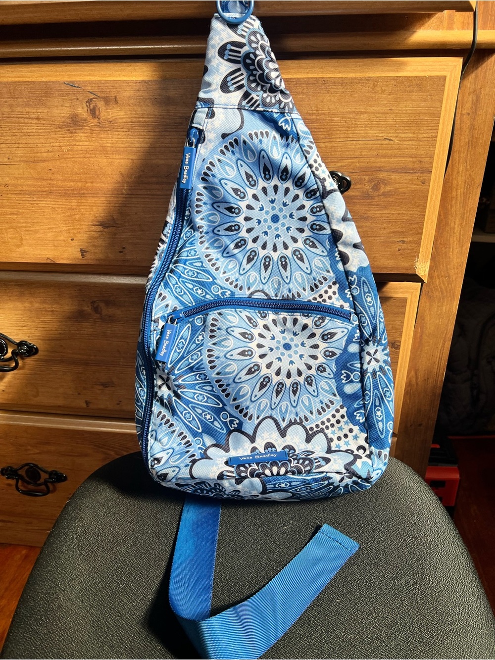 Vera Bradley Blue White Floral Sling Backpack